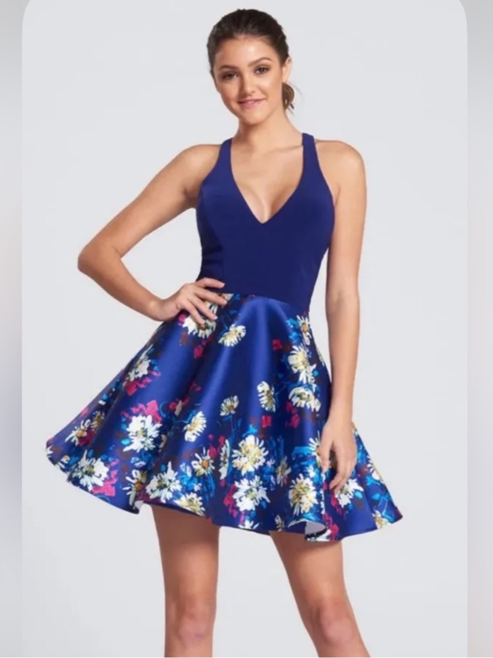 ellie wilde by Mon Cheri in ROYAL BLUE/MULTI Homecoming Dress Style #: EW21709S